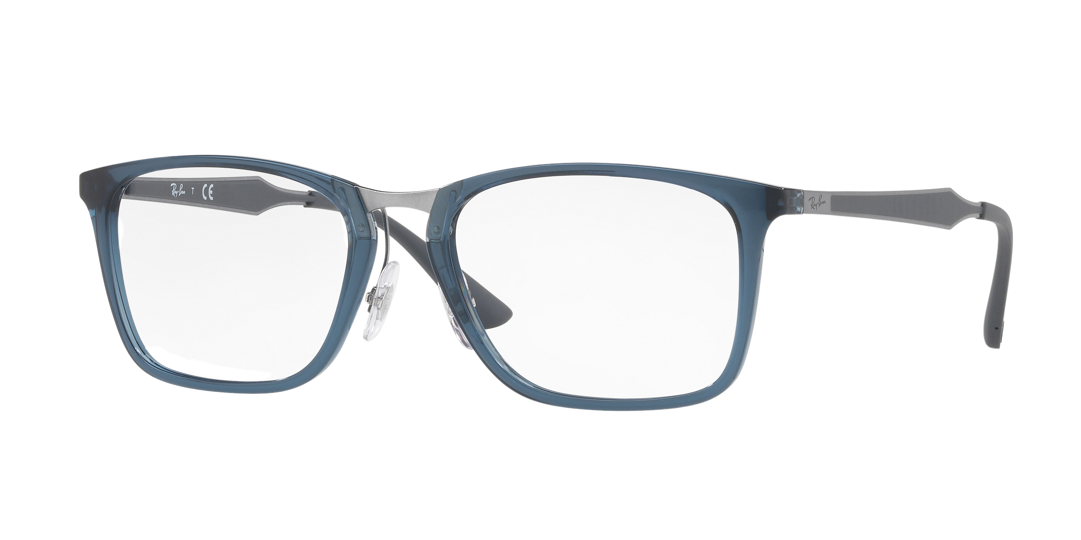 Ray-Ban RX7131 square eyeglasses in Transparent Grey/Blue