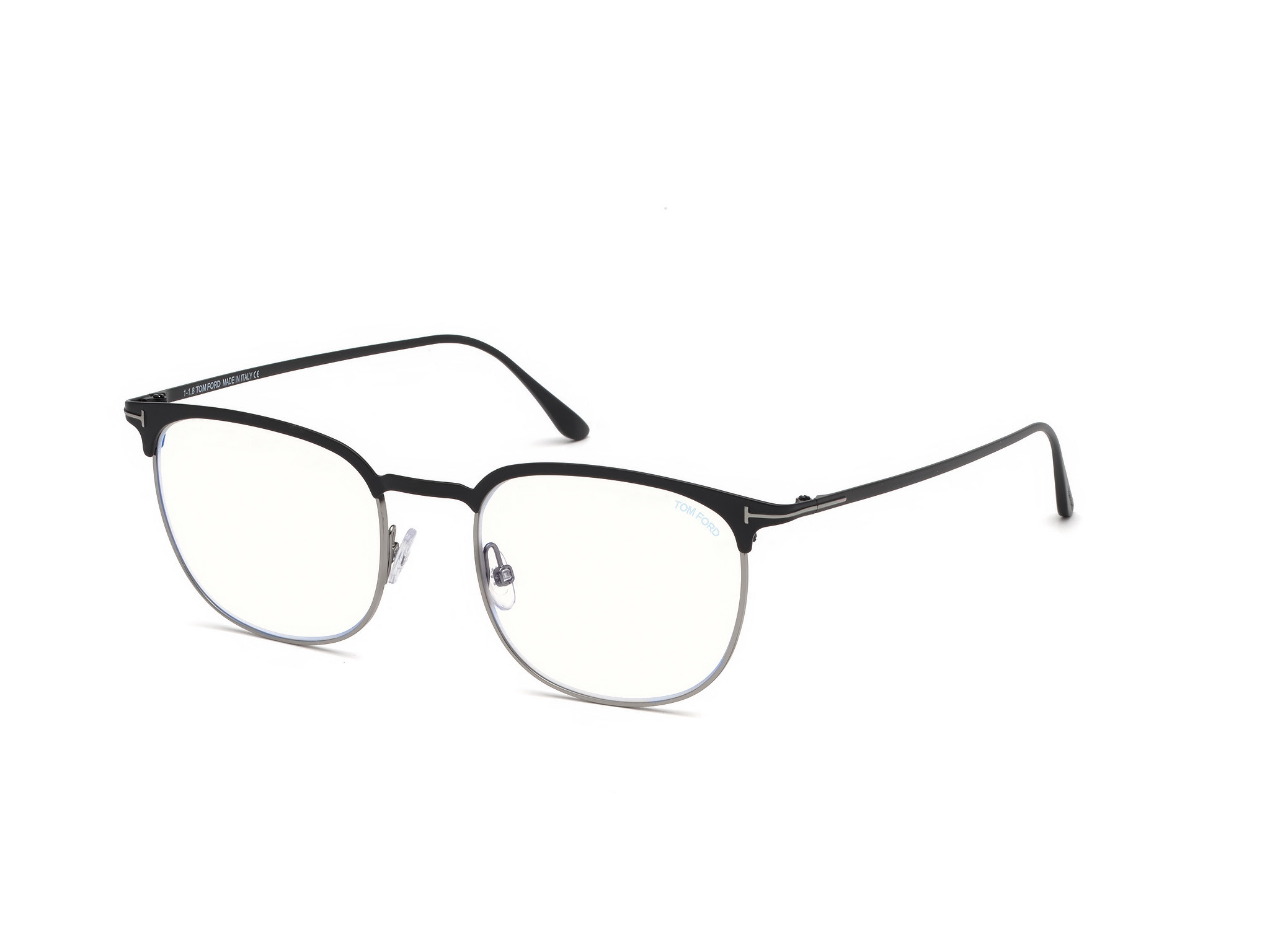 Matte Black Enamel, Shiny Light Ruthenium / Blue Block Lenses