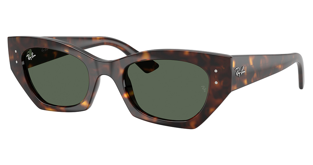 Ray-Ban RB4430 ZENA round sunglasses in Havana/Dark Green