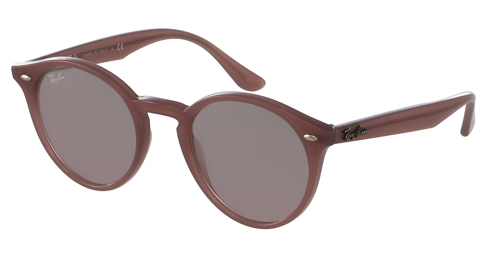 Ray-Ban RB2180 round sunglasses in Opal Antique Pink/Pink Mirror Silver Grad