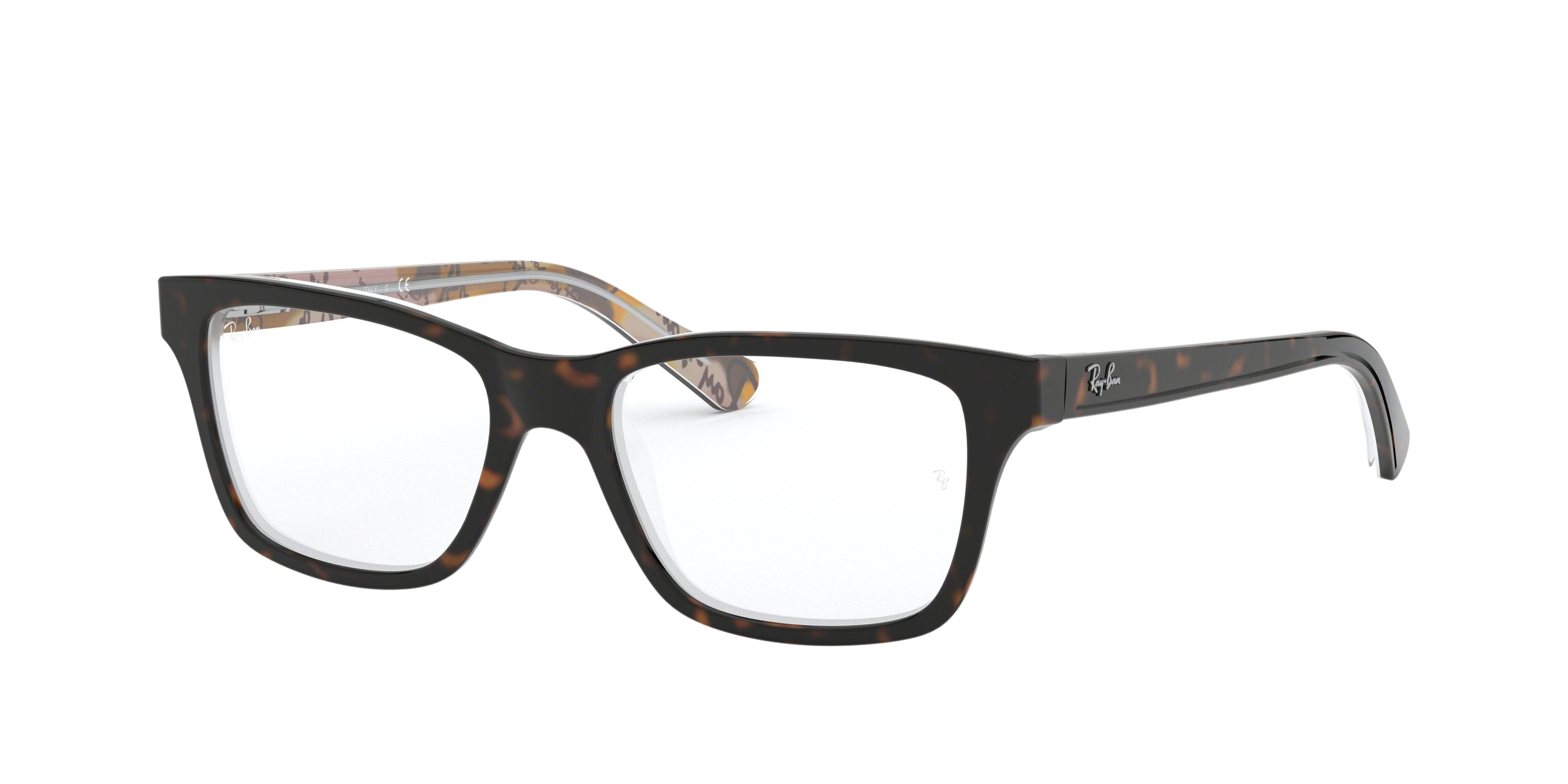 Ray-Ban RY1536 square eyeglasses in Havana on Texture Pink Brown