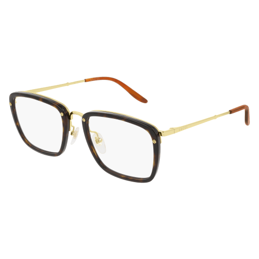 Gucci GG0676O rectangle eyeglasses in Havana Gold Transparent