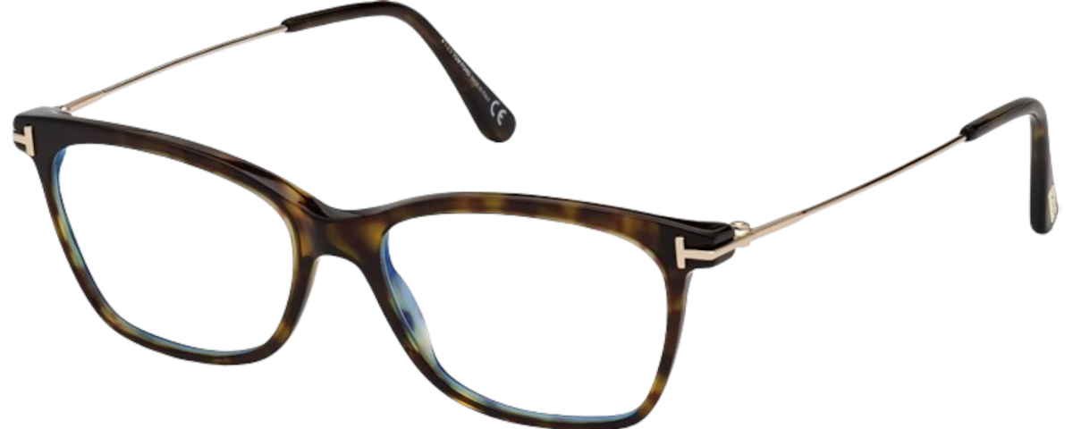 Shiny Classic Dark Havana, Rose Gold Temples/ Blue Block Lenses