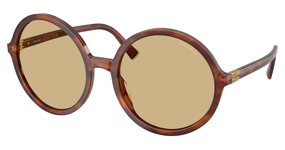 Miu Miu MU B02S round sunglasses in Striped Tobacco/Yellow
