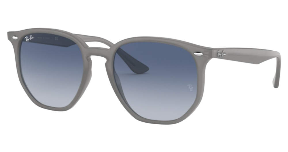 Ray-Ban RB4306 round sunglasses in Opal Grey/Light Grey Gradient Dark Blue