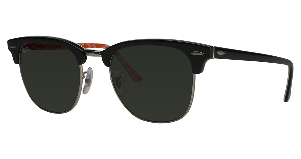Ray-Ban RB3016 CLUBMASTER sunglasses in Black on Red/White Rayban Logo/Black