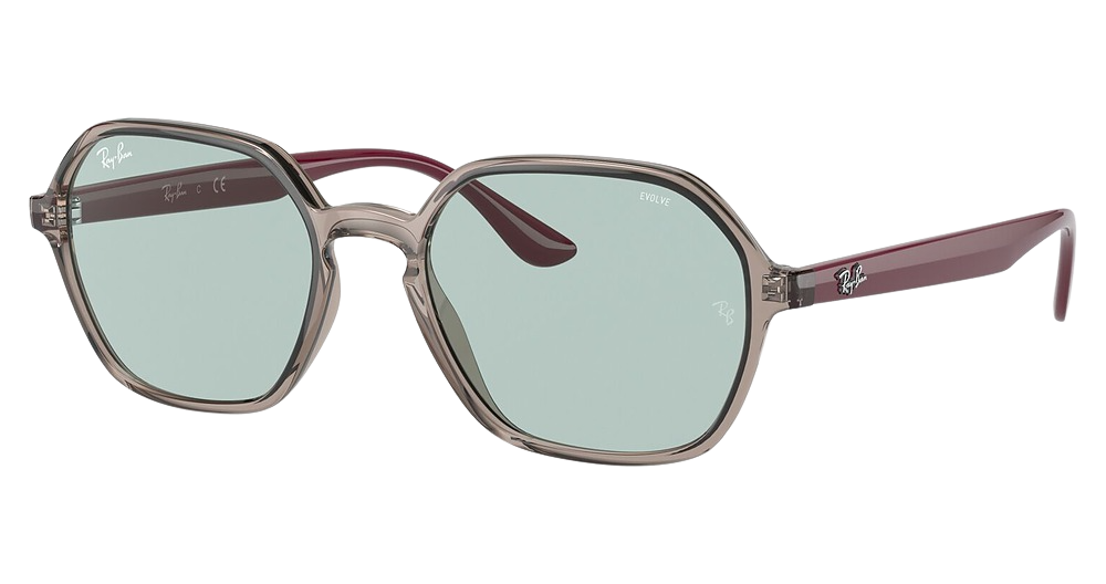 Ray-Ban RB4361 round sunglasses in Transparent Grey/Evolve Photo Green
