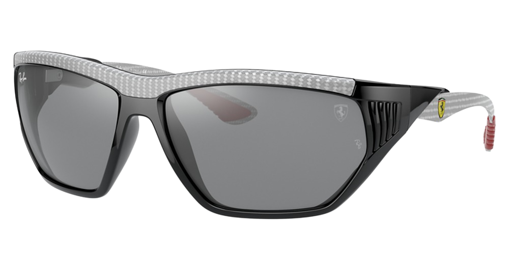 Ray-Ban RB8359M irregular sunglasses in Black/Grey Mirror Silver