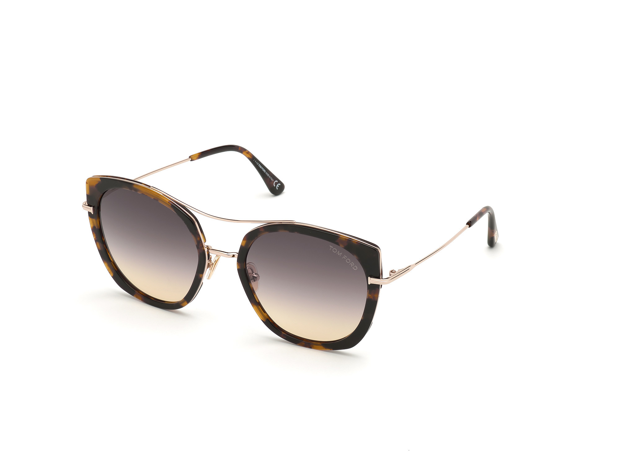Tom Ford FT0760-F Joey round sunglasses in Shiny Vintage Havana W. Shiny Rose