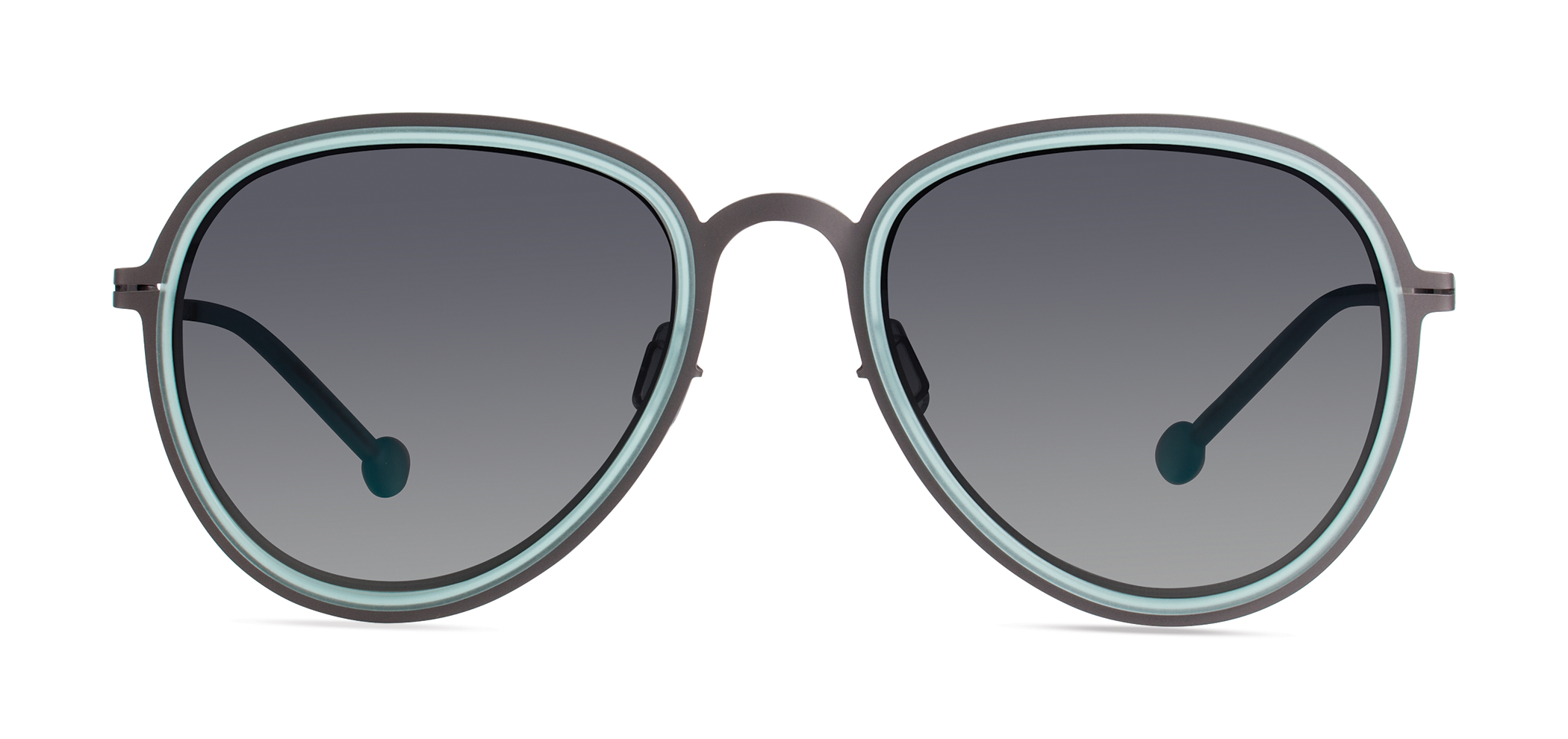 Modo TORINO round sunglasses in Turquoise/Gunmetal