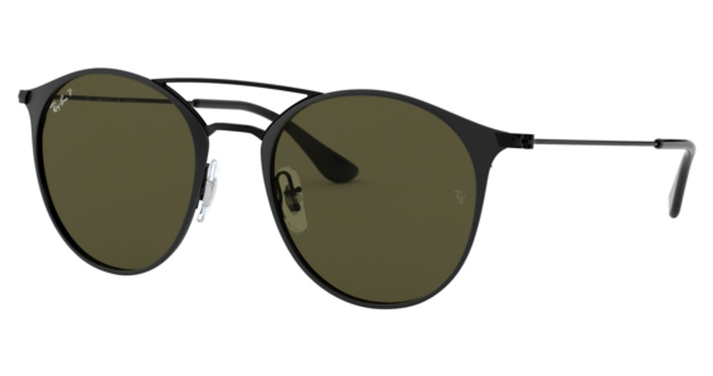 Ray-Ban RB3546 aviator sunglasses in Matte Black on Black/Green