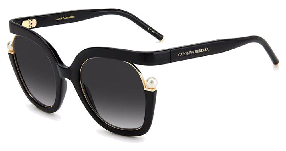 Carolina Herrera CH 0003/S square sunglasses in Black/Dark Grey Shaded