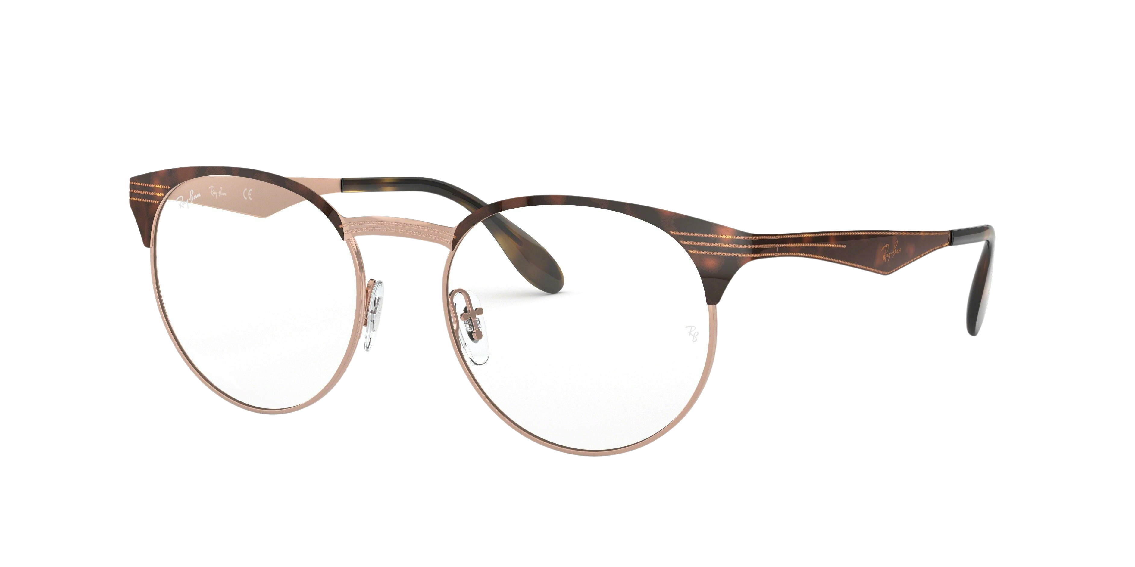 Ray-Ban RX6406 round eyeglasses in Copper on Top Havana