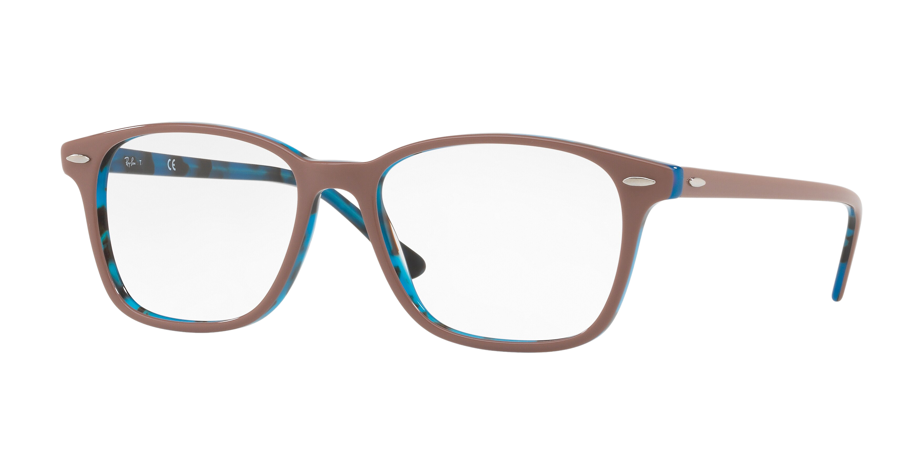 Ray-Ban RX7119 square eyeglasses in Top Light Brown on Havana Blue