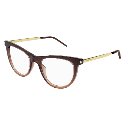 Saint Laurent SL 514 cateye eyeglasses in Brown Gold Transparent