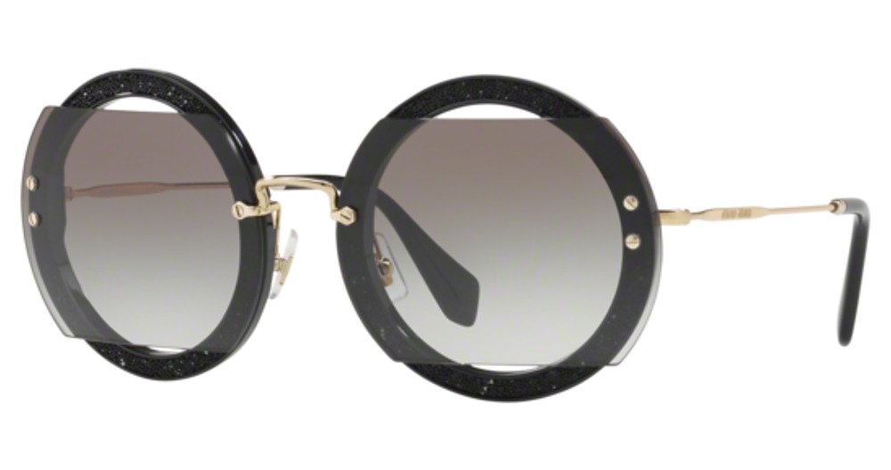 Miu Miu MU 06SS round sunglasses in Black/Grey Gradient