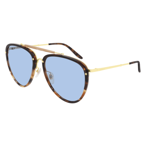 Gucci GG0672S aviator sunglasses in Havana Gold Blue/Nylon