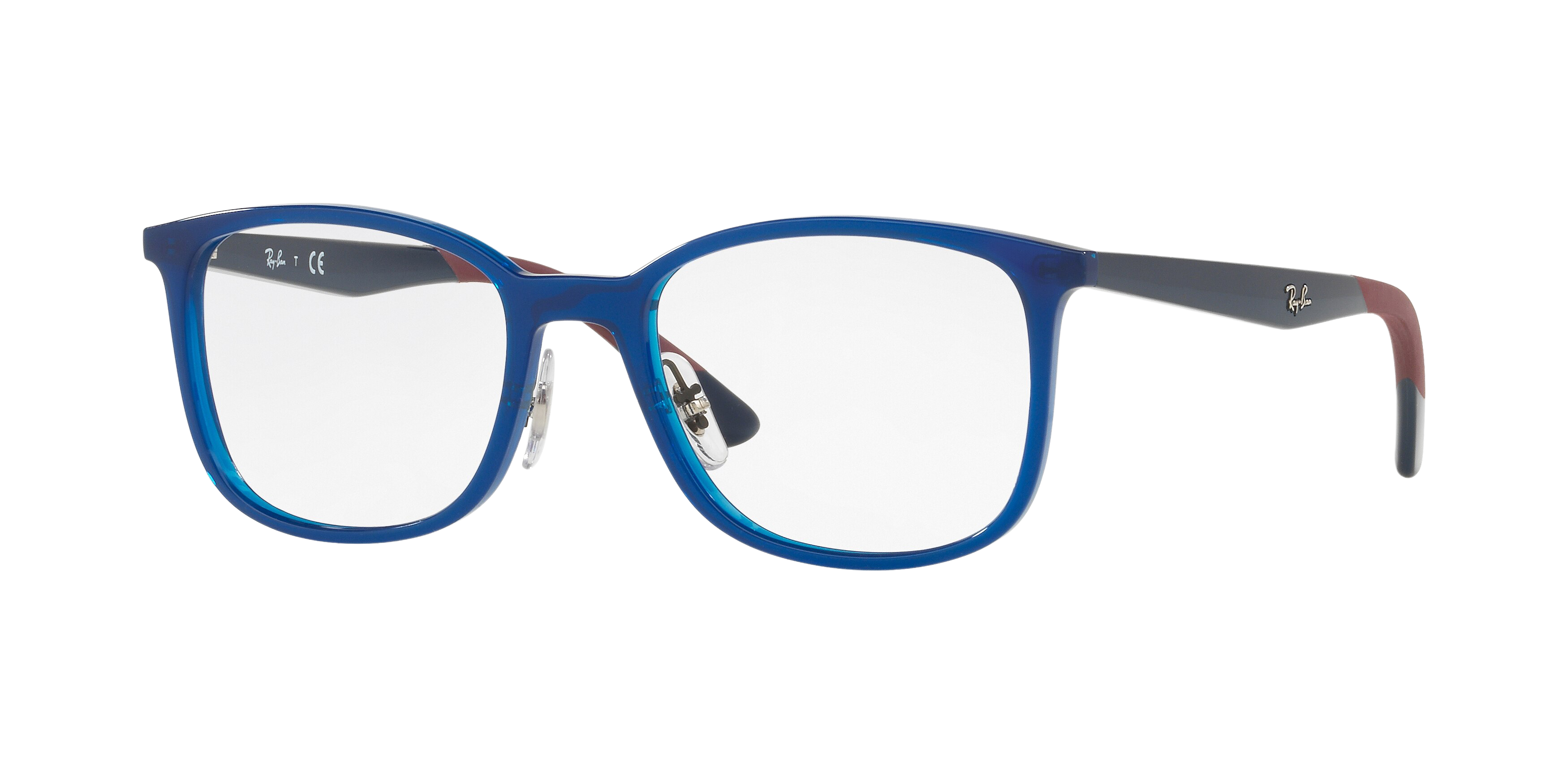 Ray-Ban RX7142 square eyeglasses in Transparent Blue