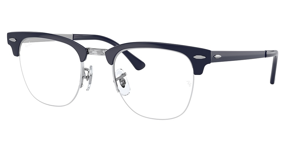 Ray-Ban RX3716VM CLUBMASTER METAL round eyeglasses in Blue on Silver