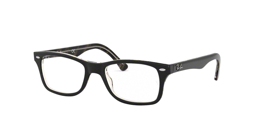 Ray-Ban RX5228F rectangle eyeglasses in Black/Dark Brown/Yellow