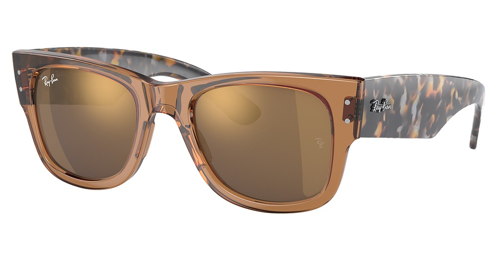 Ray-Ban RB0840SF MEGA WAYFARER round sunglasses in Transparent Brown/Light Brown Mirror Gold