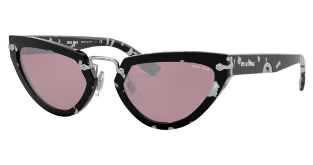 Miu Miu MU 10VS cateye sunglasses in Havana Black White/Light Violet Flash Silver