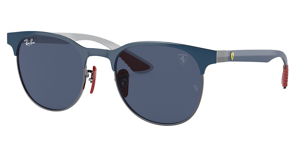 Ray-Ban RB8327M round sunglasses in Vallarta Blue on Gunmeta/Dark Blue