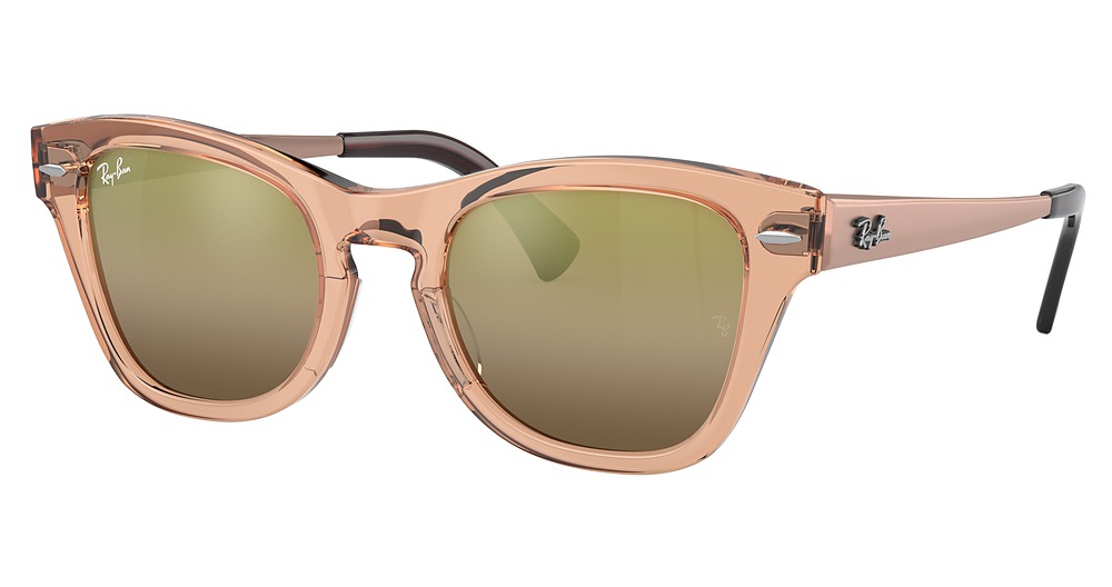 Ray-Ban RB0707SM round sunglasses in Transparent Brown/Brown Vintage