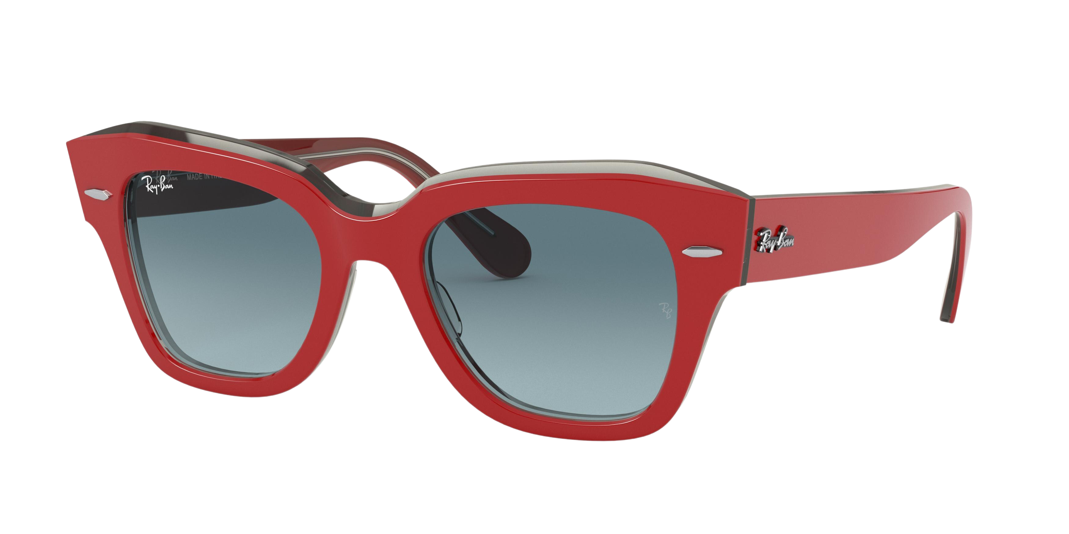 RED ON TRASPARENT GREY