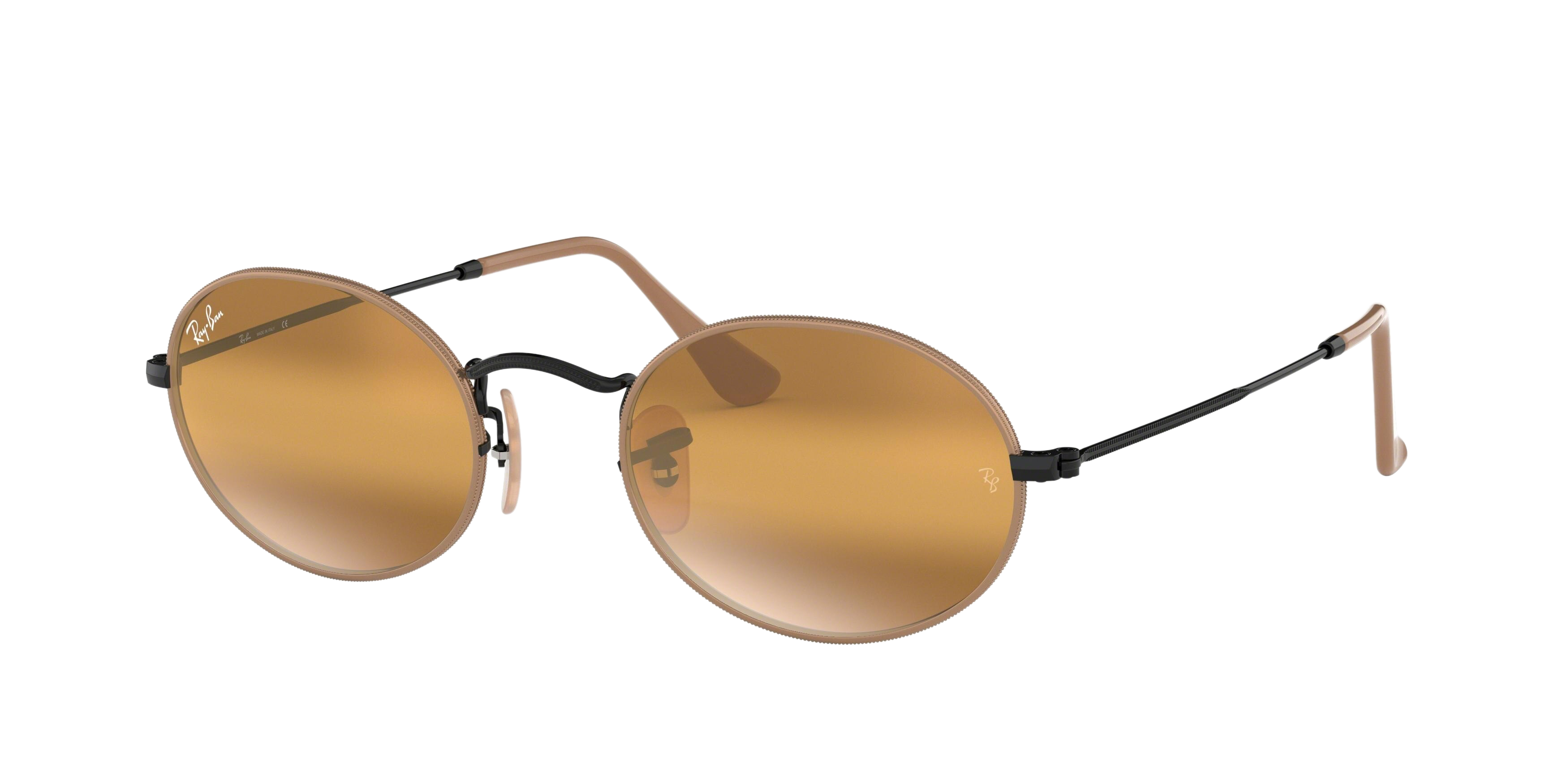 Ray-Ban RB3547 round sunglasses in Black Top on Matte Beige