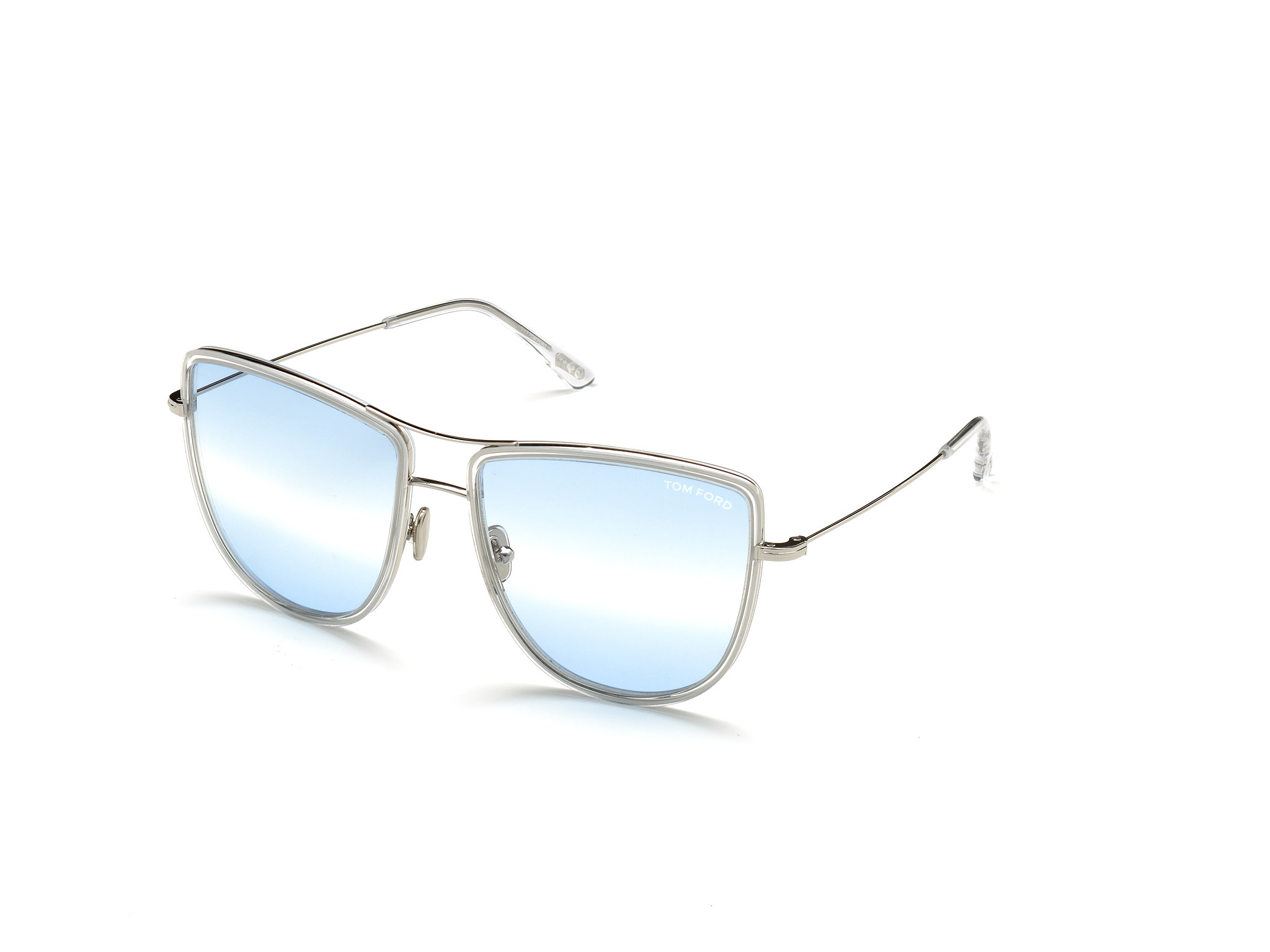Tom Ford FT0759 Tina round sunglasses in Shiny Palladium