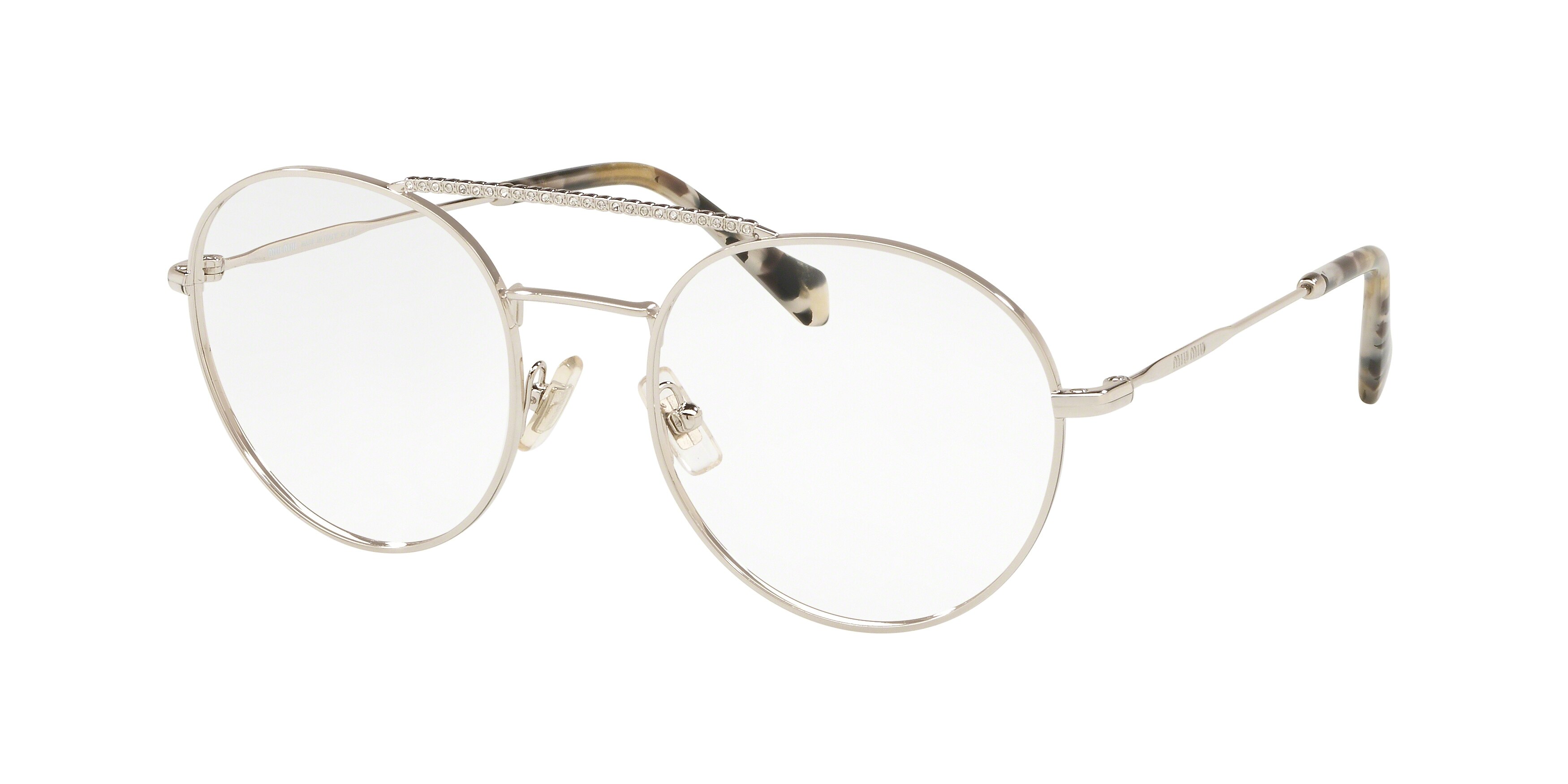Miu Miu MU 51RV round eyeglasses in Silver