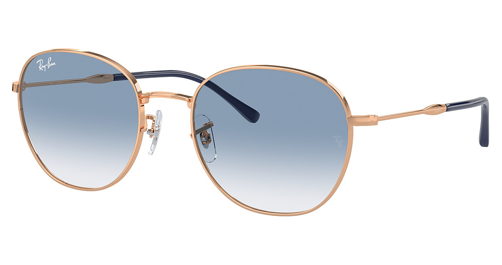 Ray-Ban RB3809 round sunglasses in Rose Gold/Clear Gradient Blue