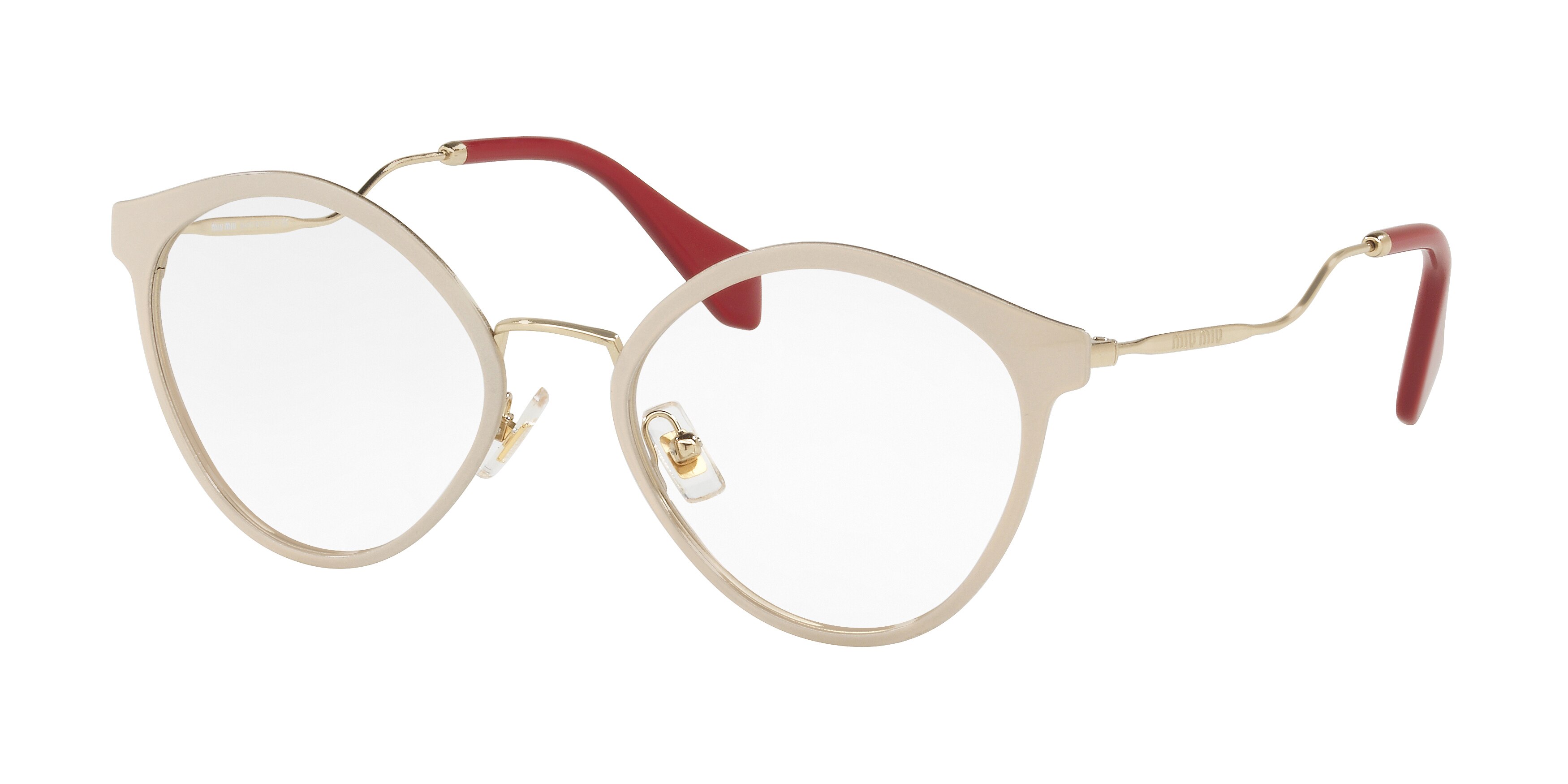 Miu Miu MU 52QV round eyeglasses in Pink Glitter