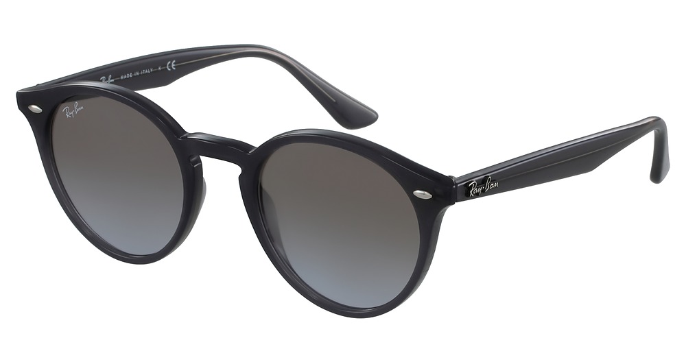 Ray-Ban RB2180 round sunglasses in Opal Grey/Violet Grad Brown Mirror Silve