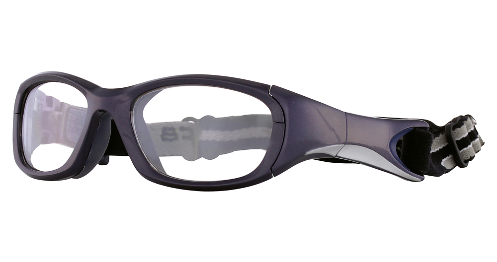 Shiny Navy Blue/Silver Stripe / Clear With Silver Flash Mirror