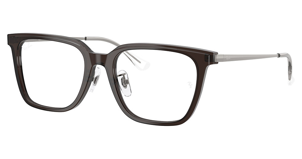 Ray-Ban RX5442D round eyeglasses in Transparent Dark Brown