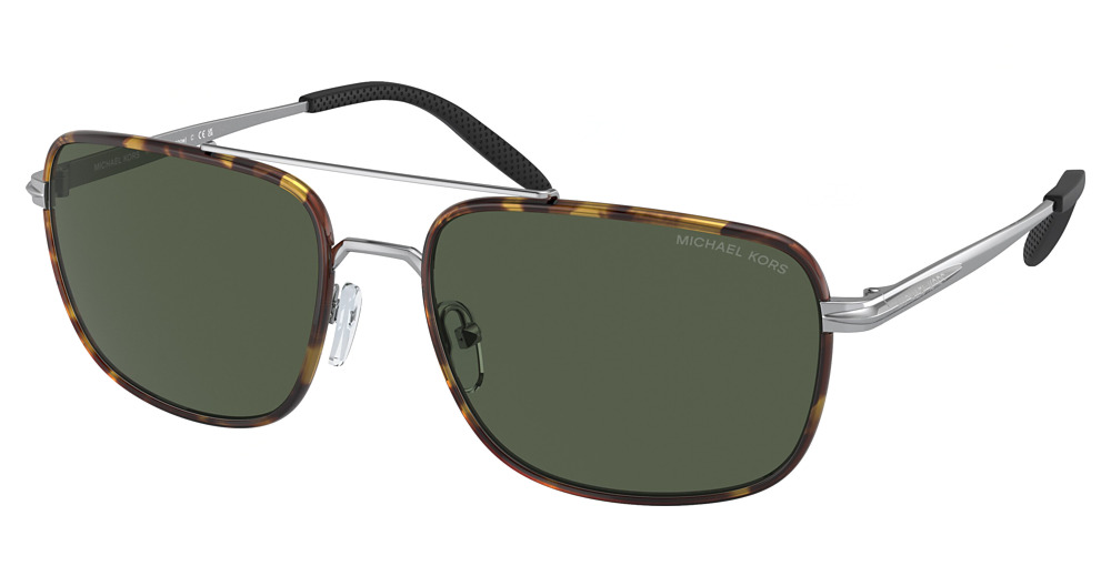 SILVER / DARK TORTOISE / GREEN SOLID
