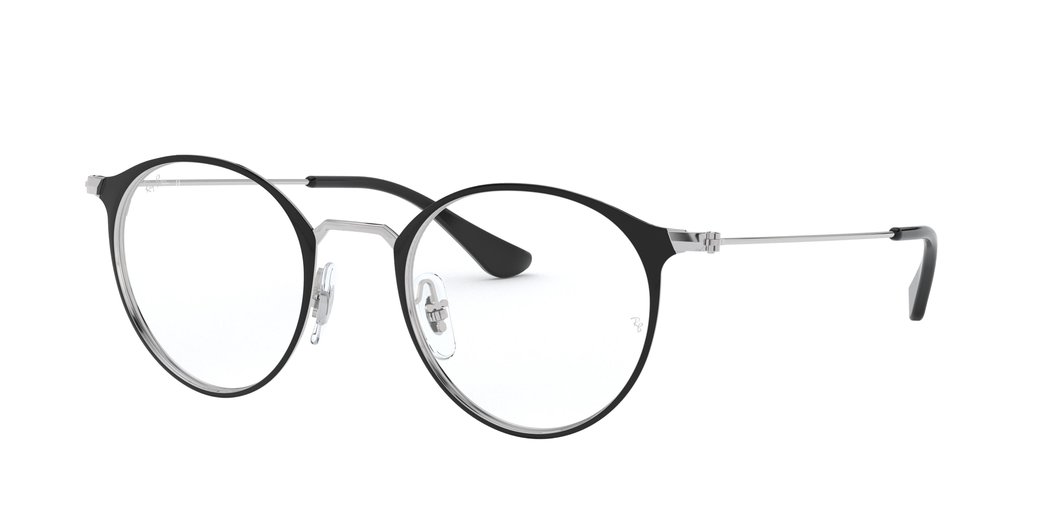 Ray-Ban RX6378 round eyeglasses in Silver on Top Black