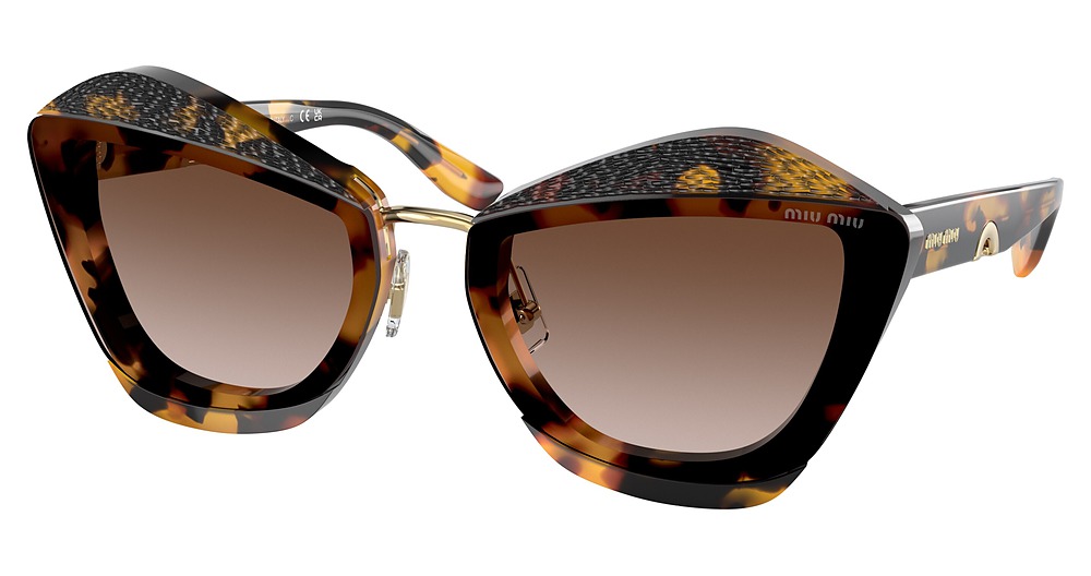 Miu Miu MU 01XS cateye sunglasses in Honey Havana/Gradient Brown