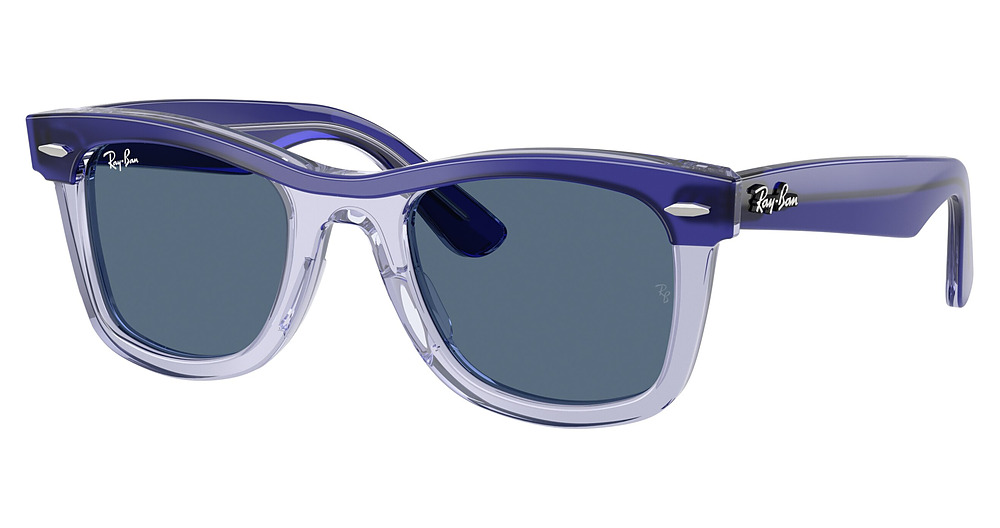 Ray-Ban RJ9140SF round sunglasses in Blue on Transparent Blue/Dark Blue