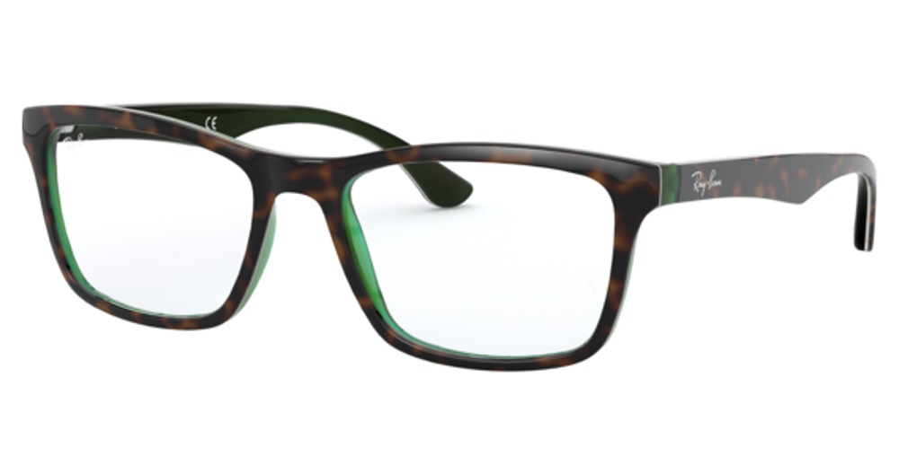 Ray-Ban RX5279F round eyeglasses in Havana on Transparent Grey