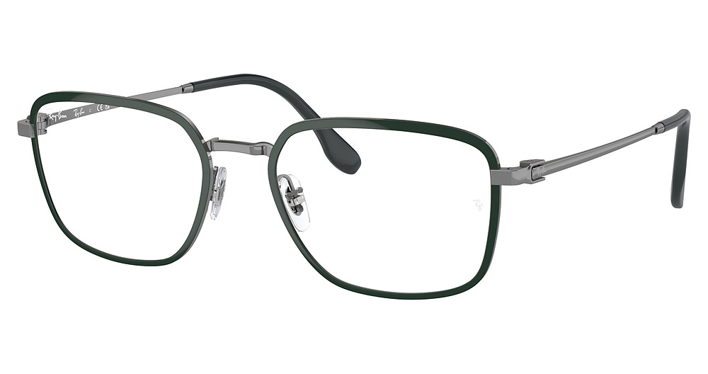 Ray-Ban RX6511 round eyeglasses in Green on Gunmetal