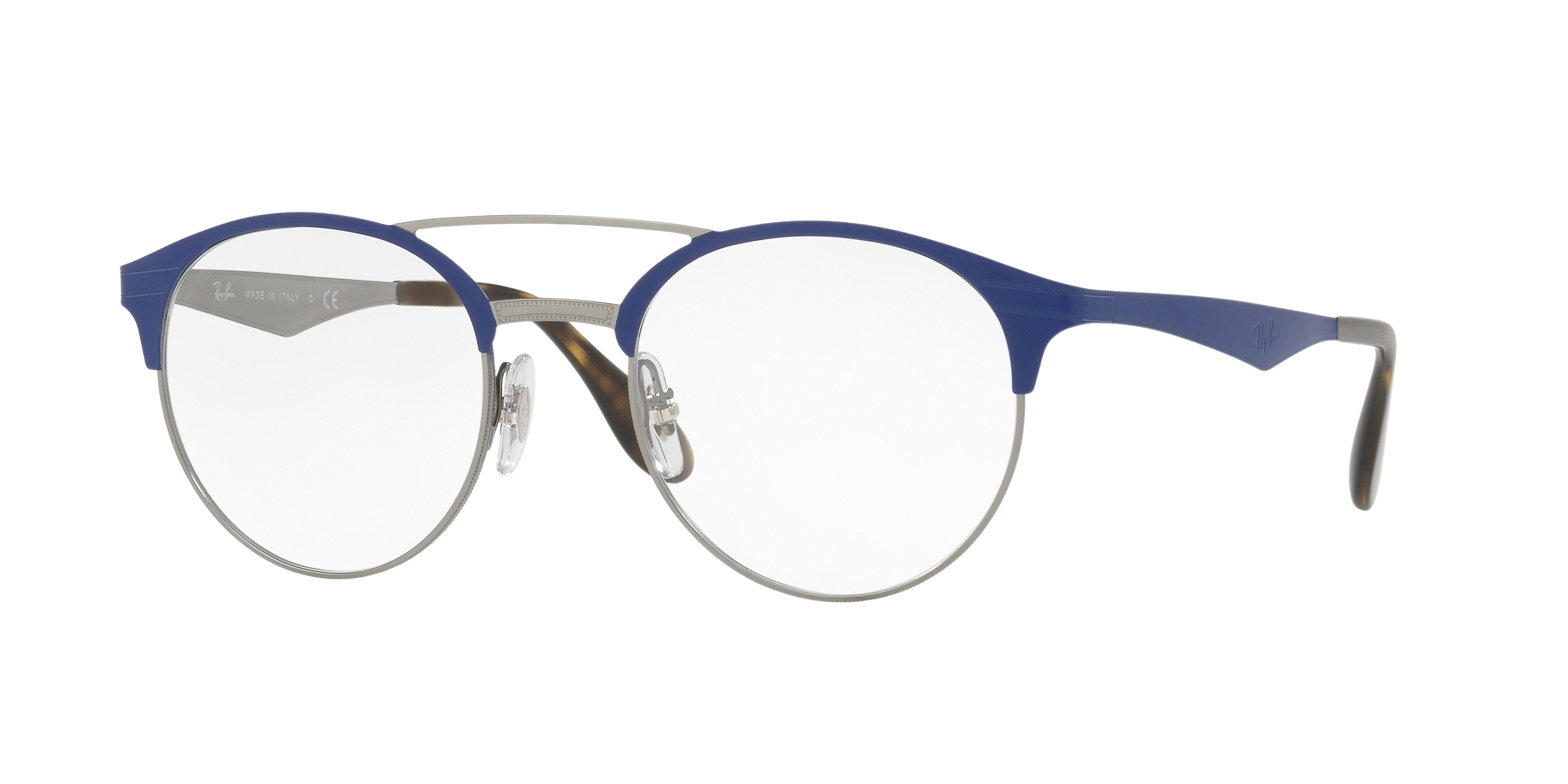 Ray-Ban RX3545V round eyeglasses in Gunmetal/Matte Light Blue