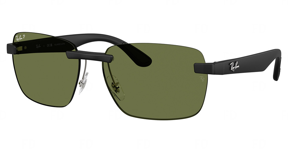 Ray-Ban RB4470CH round sunglasses in Sand Black/Polarized Green