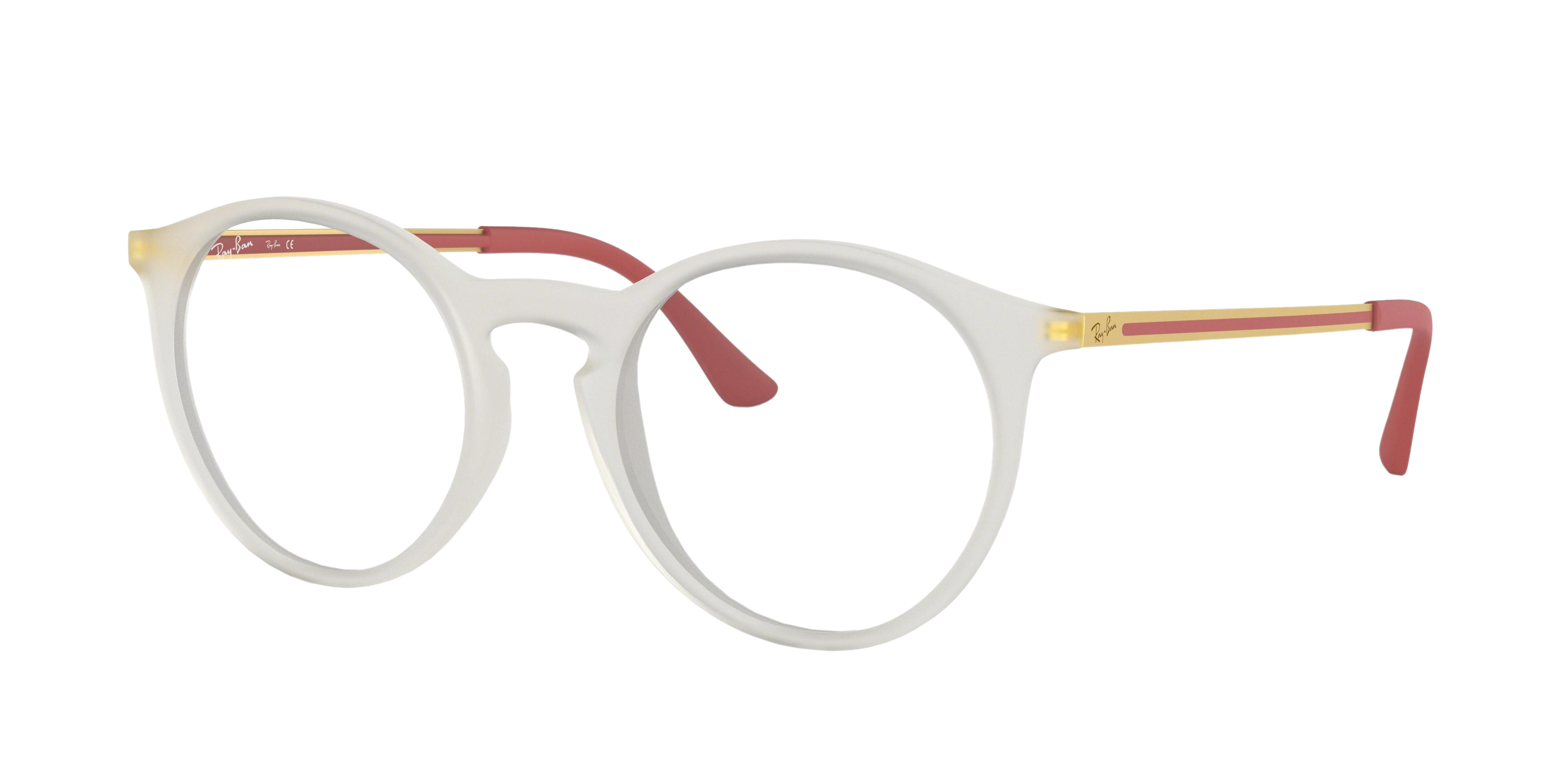 Ray-Ban RX7132 round eyeglasses in Rubber Trasparent