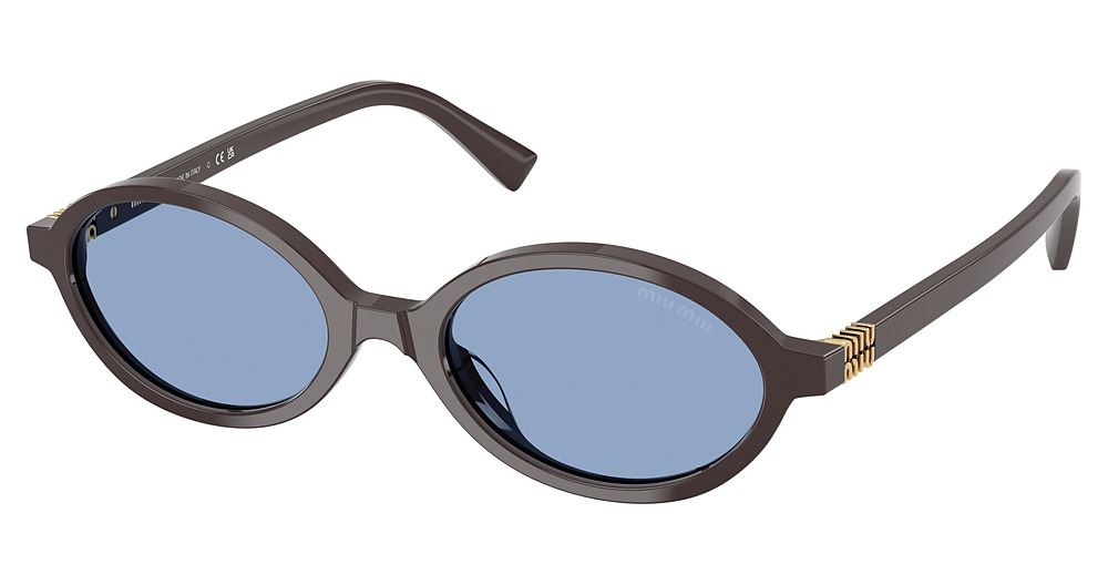 Miu Miu MU 04ZS round sunglasses in Moka/Light Blue
