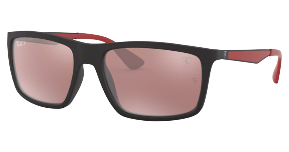 Ray-Ban RB4228M square sunglasses in Matte Black/Purple Mirror Silver