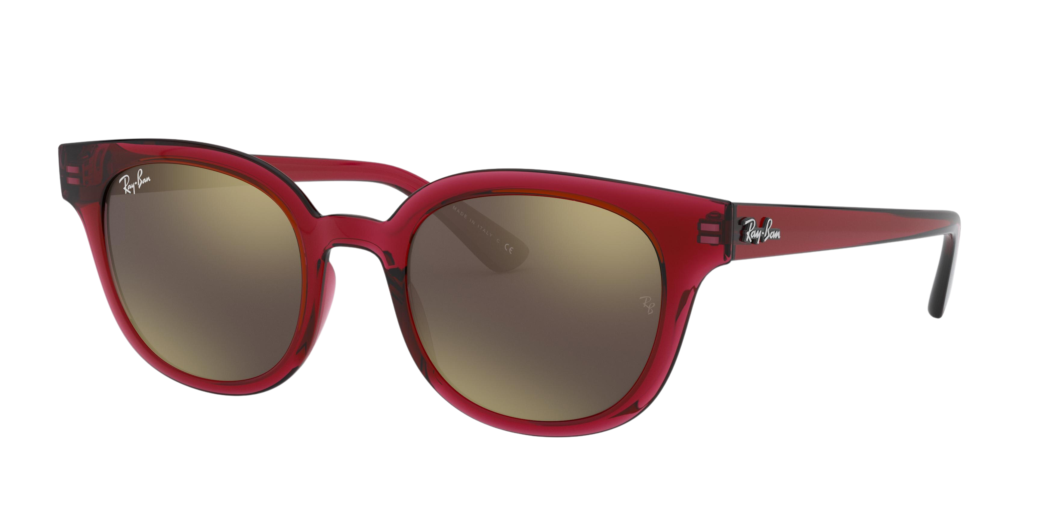 Ray-Ban RB4324 round sunglasses in Transparent Red