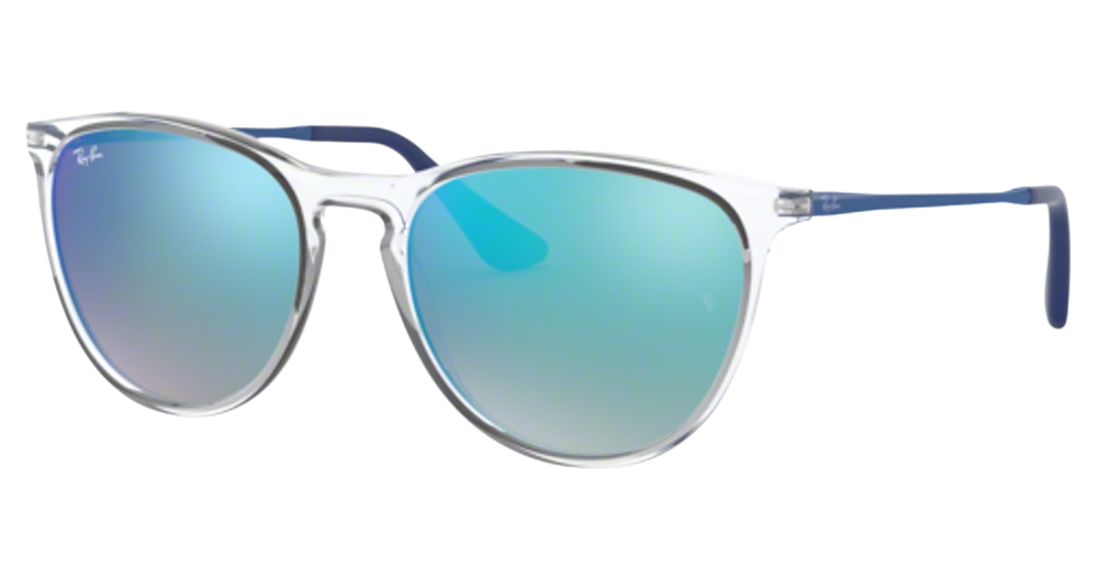 Ray-Ban RJ9060S JUNIOR ERIKA round sunglasses in Transparent/Brown Gradient Mirror Blue